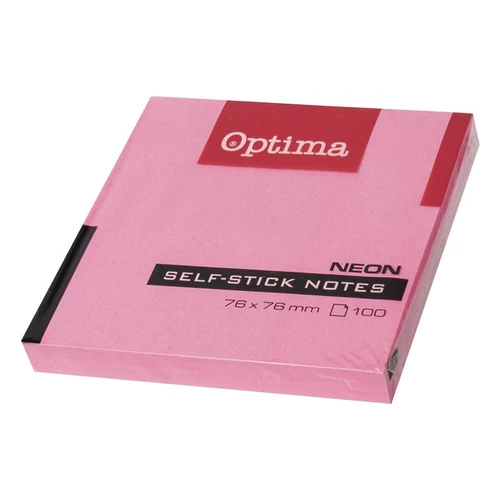Öntapadós jegyzettömb OPTIMA 75x75mm neon rózsa 100 lap