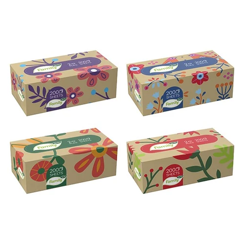 Papírzsebkendő TENTO Familybox 2 rétegű 200 darabos dobozos