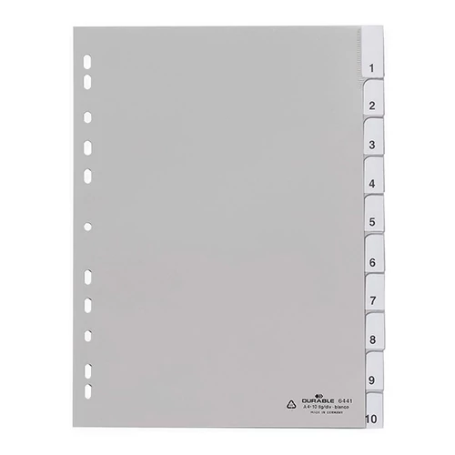 Regiszter DURABLE műanyag A/4 1-10 részes szürke