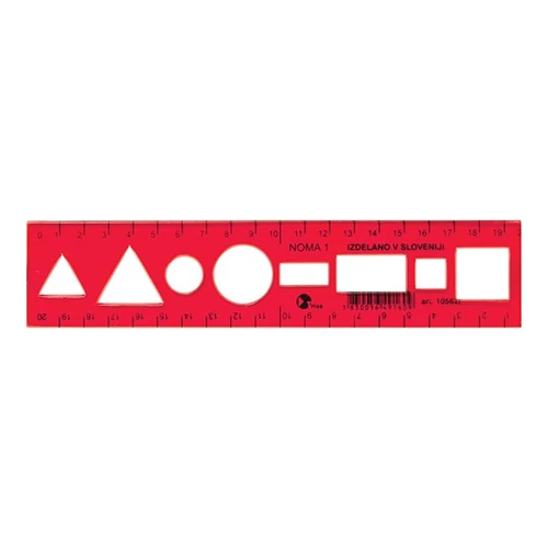 Sablon vonalzó OPTIMA piros 20cm