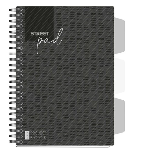 Spirálfüzet vonalas STREET Pad A/5 100 lapos regiszteres fekete