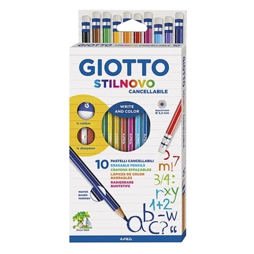 Színes ceruza GIOTTO hegyezővel, radírral 10 darabos