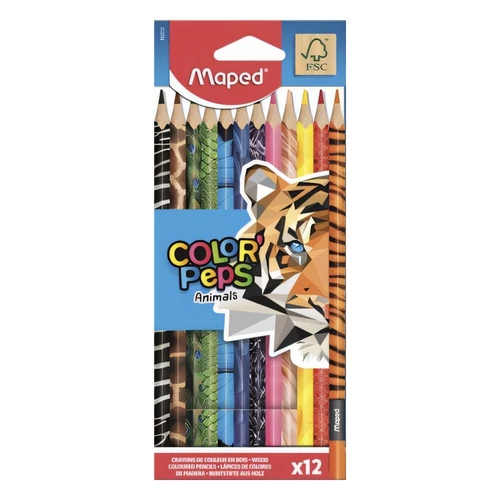 Színes ceruza MAPED Color Peps Animals háromszögletű 12 darabos készlet
