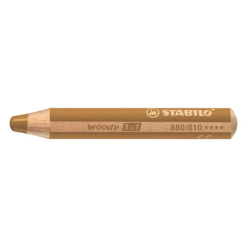 Színes ceruza STABILO Woody 3in1 hengeres vastag arany