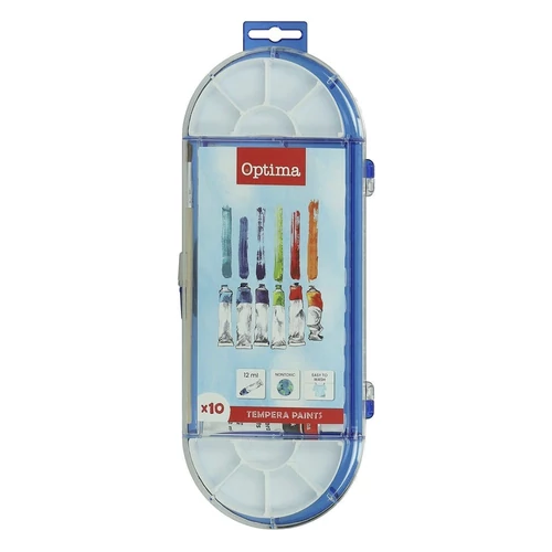 Tempera OPTIMA 10 ml színes színkeverő palettával 10 darabos