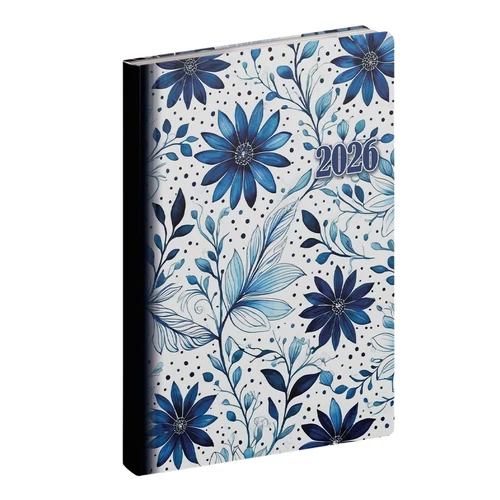 Zsebnaptár REALSYSTEM Fiestina B/6 álló fehér lapos Virágminta 2026.