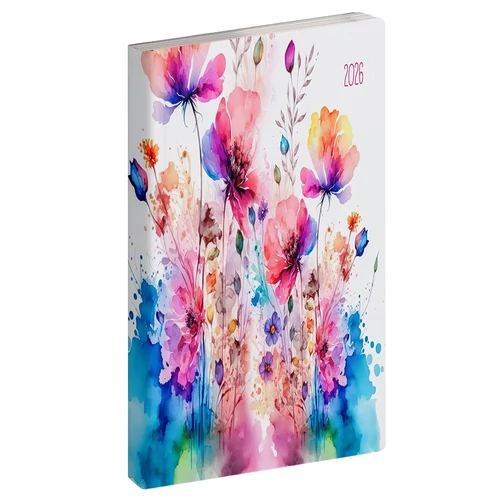 Zsebnaptár REALSYSTEM Flexi álló fehér lapos Akvarell 2026.