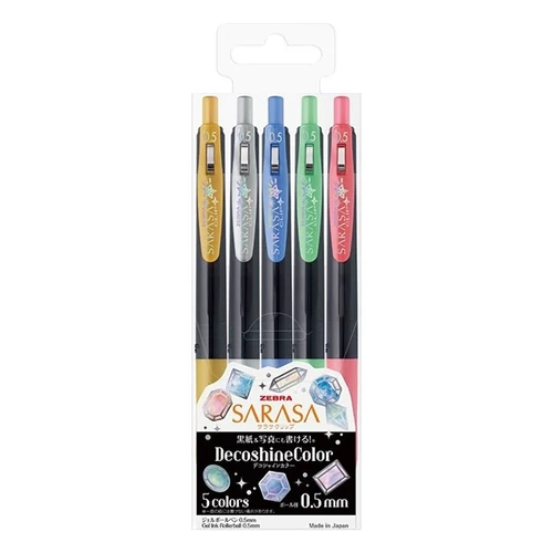 Zseléstoll készlet ZEBRA Sarasa Clip Vintage nyomógombos 0,5 mm 5 darabos dekor színek